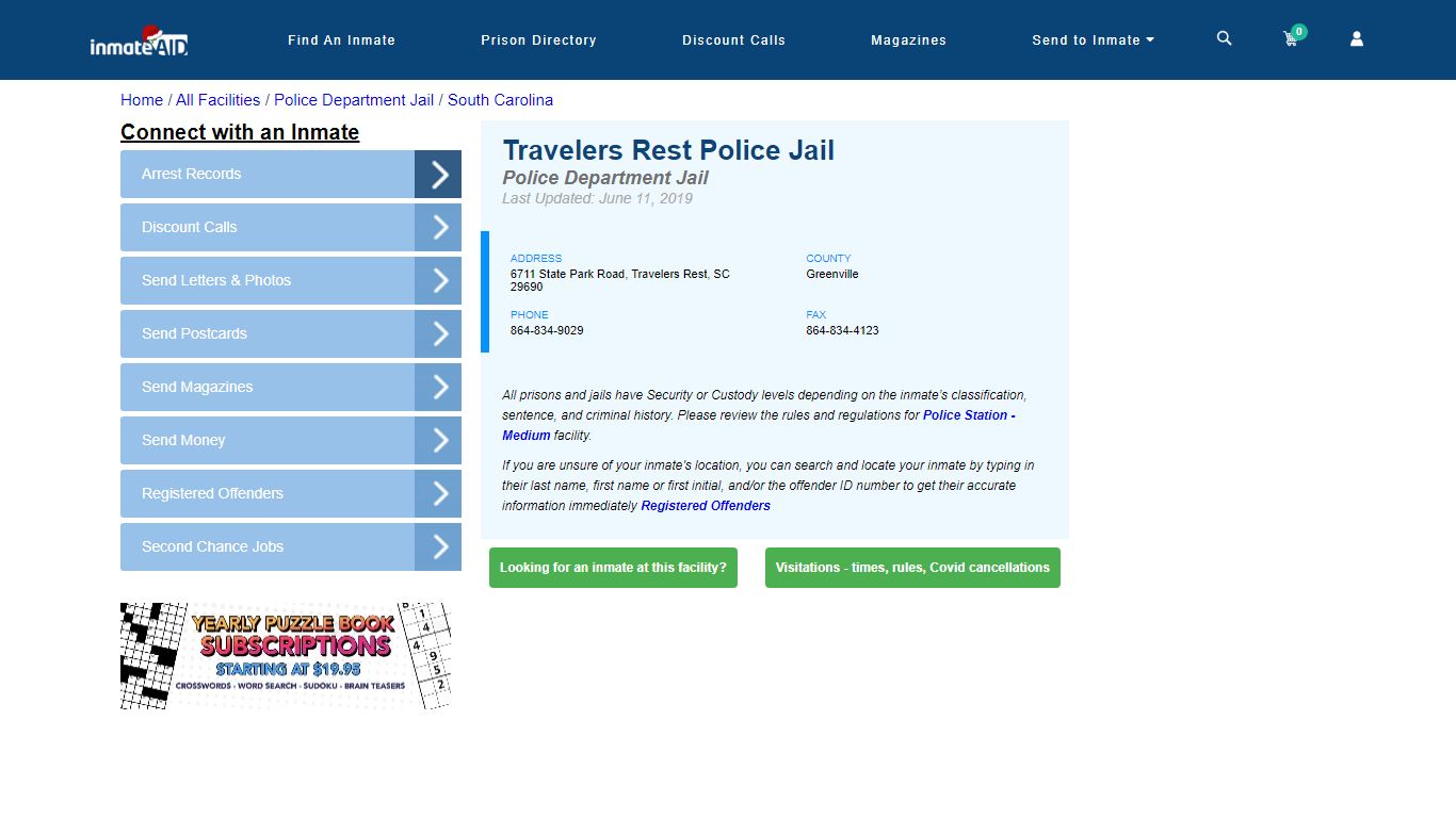 Travelers Rest Police Jail & Inmate Search - Travelers Rest, SC