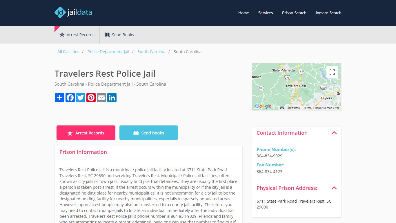 Travelers Rest Police Jail Inmate Search and Prisoner Info - Travelers ...